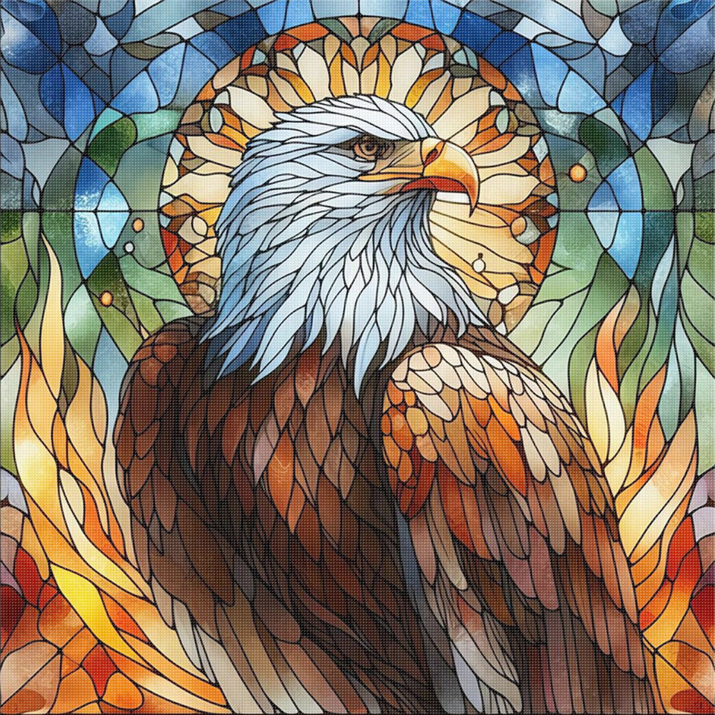 Glass Painting Eagle - 11CT Stamped Cross Stitch 45*45CM