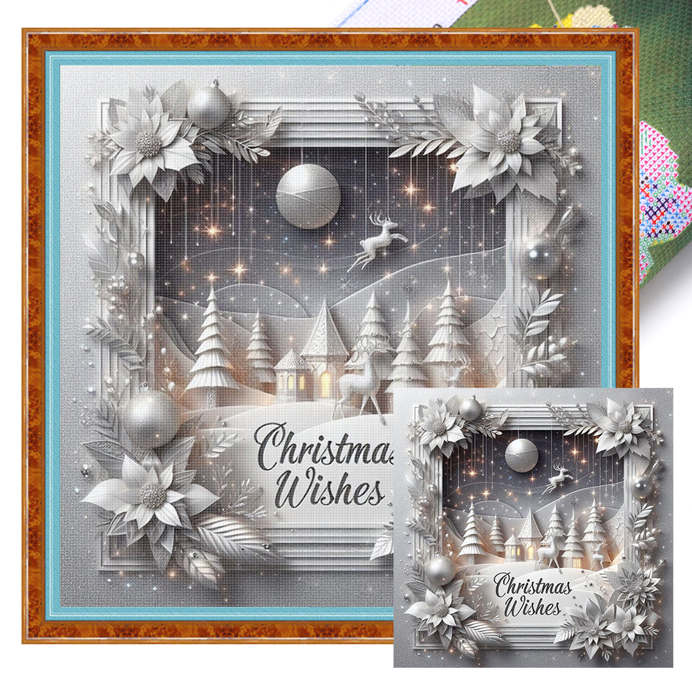 Christmas Tree Scene - 11CT Stamped Cross Stitch 40*40CM