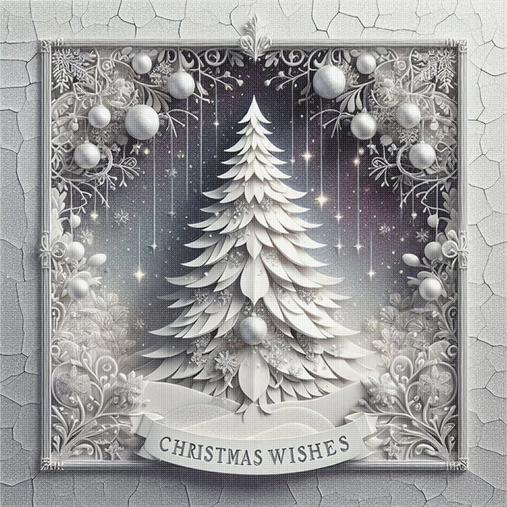 Christmas Tree Scene - 11CT Stamped Cross Stitch 40*40CM