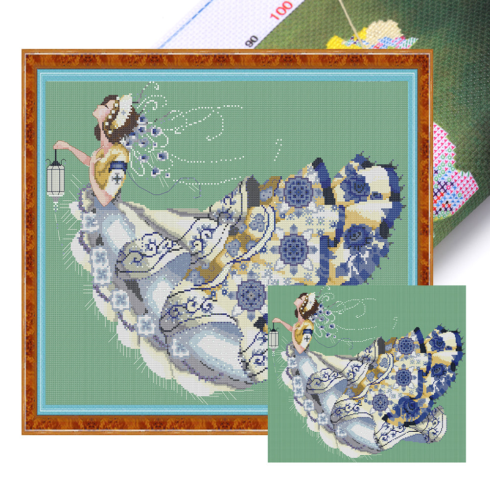 Nightingale Fairy - 14CT Stamped Cross Stitch 50*43CM(Joy Sunday)