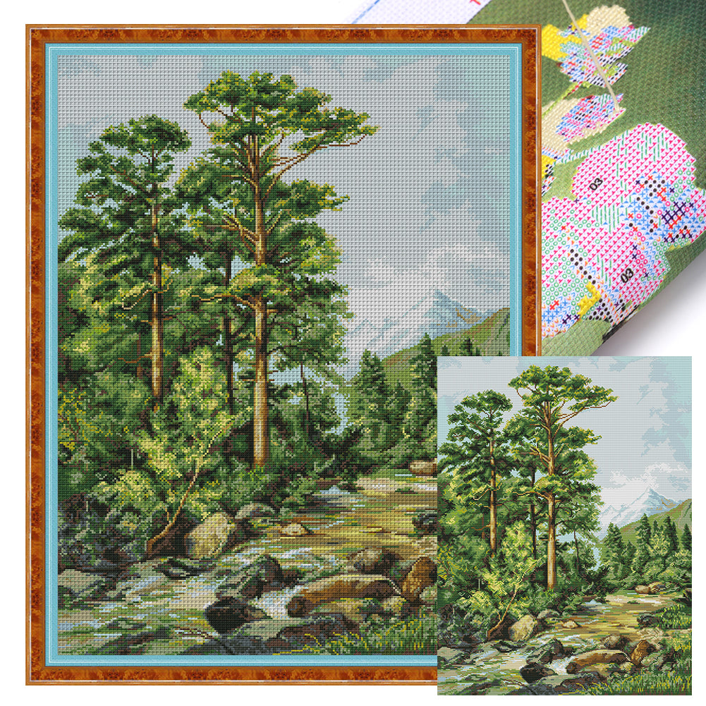 Forest Stream - 14CT Stamped Cross Stitch 52*69CM(Joy Sunday)