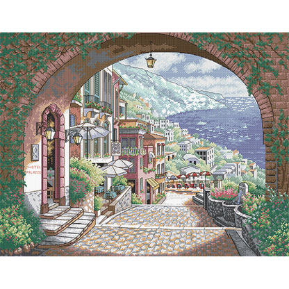 Seaside City 2 - 14CT Stamped Cross Stitch 57*47CM(Joy Sunday)