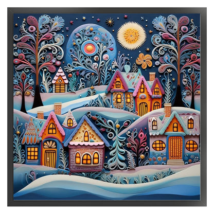 Quilling Painting Cottage - 11CT Stamped Cross Stitch 50*50CM