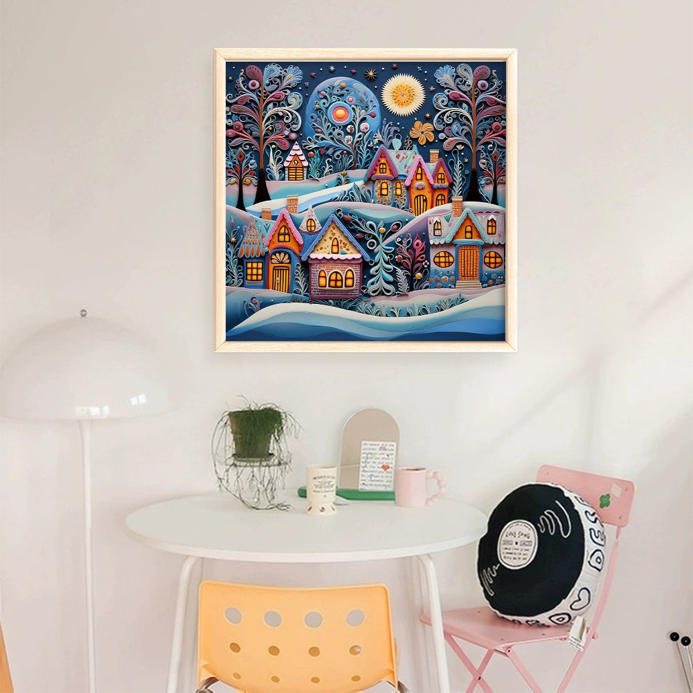 Quilling Painting Cottage - 11CT Stamped Cross Stitch 50*50CM