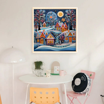 Quilling Painting Cottage - 11CT Stamped Cross Stitch 50*50CM