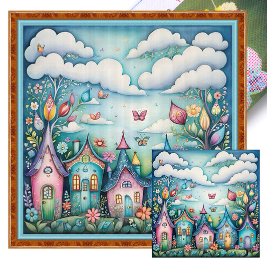 Colorful Cottage - 11CT Stamped Cross Stitch 50*50CM