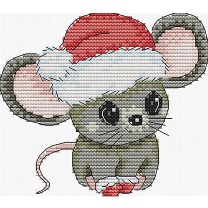 Little Mouse With Santa Hat - 11CT Stamped Cross Stitch 21*18CM(Joy Sunday)
