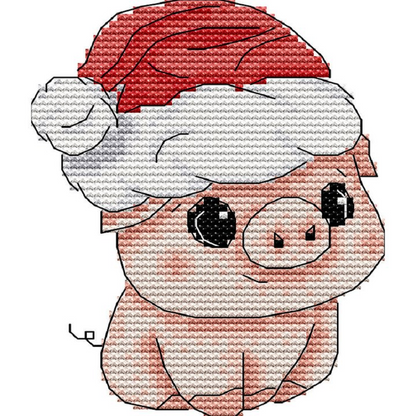 Piggy With Santa Hat - 11CT Stamped Cross Stitch 16*20CM(Joy Sunday)