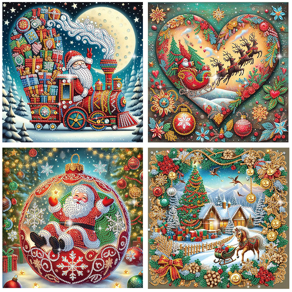 4Pcs Christmas Atmosphere - Special Shaped Drill Diamond Painting 30*30CM