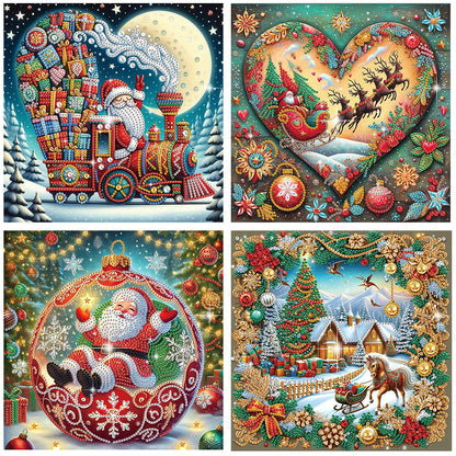 4Pcs Christmas Atmosphere - Special Shaped Drill Diamond Painting 30*30CM