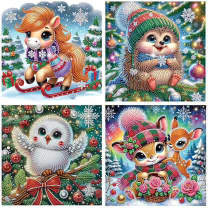 4Pcs Christmas Animals - Special Shaped Drill Diamond Painting 30*30CM