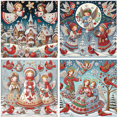 4Pcs Christmas Angel - Special Shaped Drill Diamond Painting 30*30CM