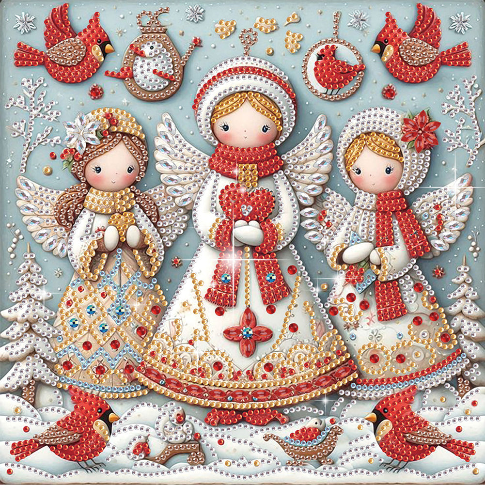 4Pcs Christmas Angel - Special Shaped Drill Diamond Painting 30*30CM