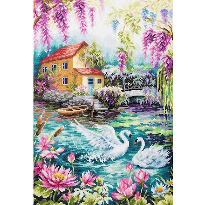 Swan Scene - 11CT Stamped Cross Stitch 40*60CM