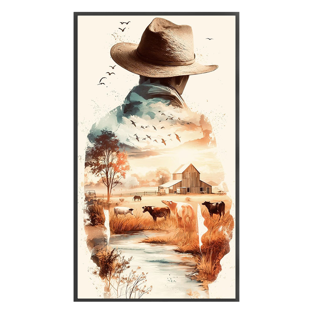Cowboy Farm Scene - 11CT Stamped Cross Stitch 40*70CM