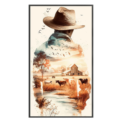 Cowboy Farm Scene - 11CT Stamped Cross Stitch 40*70CM