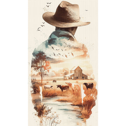 Cowboy Farm Scene - 11CT Stamped Cross Stitch 40*70CM