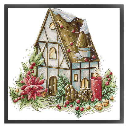 Winter Cottage - 14CT Stamped Cross Stitch 30*28CM(Joy Sunday)