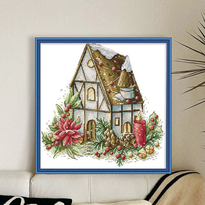 Winter Cottage - 14CT Stamped Cross Stitch 30*28CM(Joy Sunday)