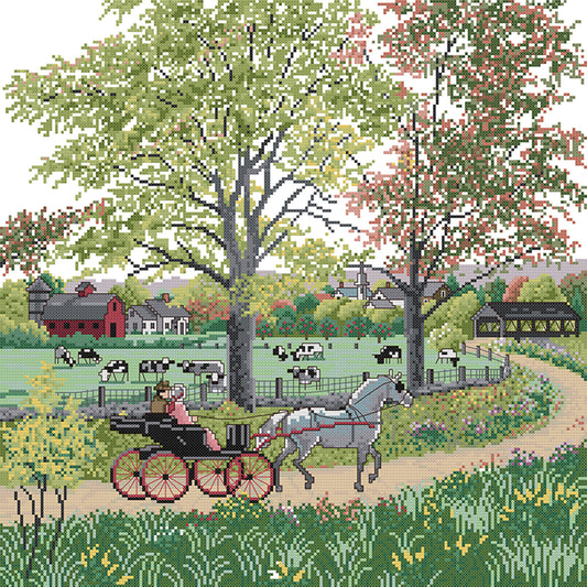 Outing - 14CT Stamped Cross Stitch 45*45CM(Joy Sunday)