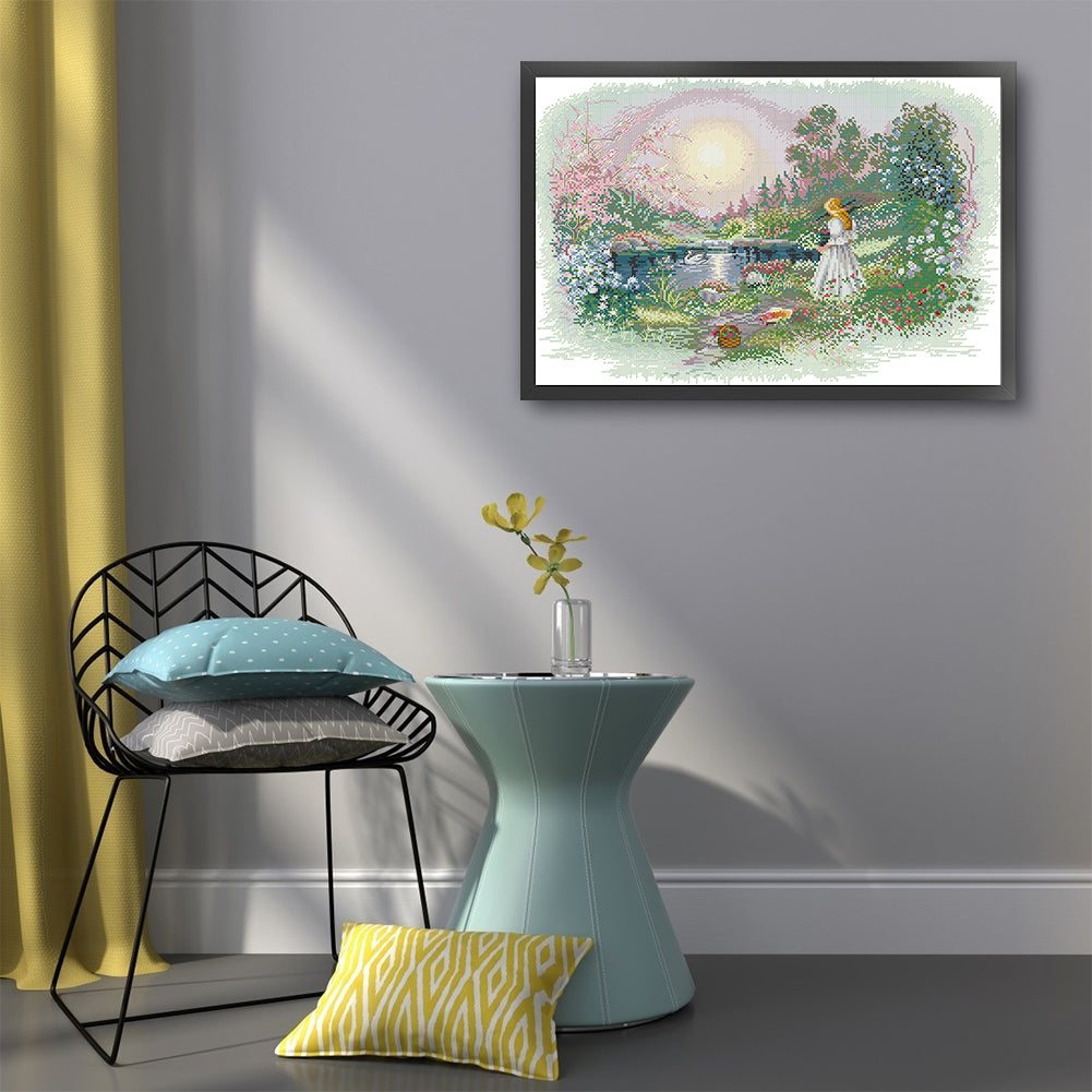 Lakeside - 14CT Stamped Cross Stitch 50*38CM(Joy Sunday)