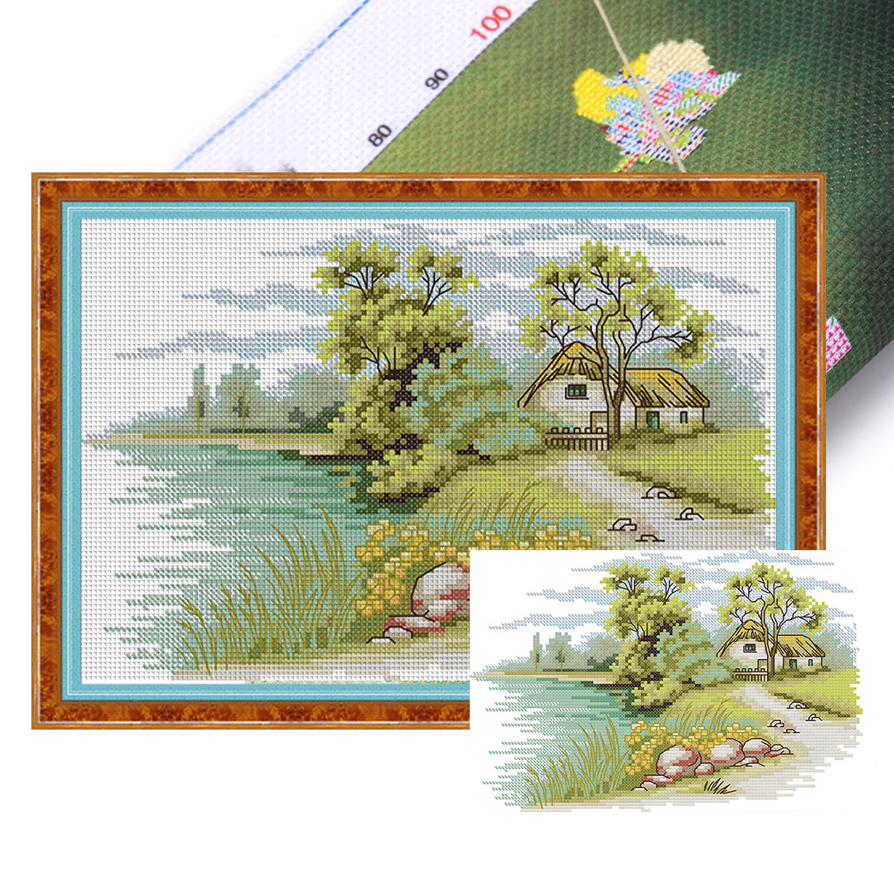 Lakeside 2 - 14CT Stamped Cross Stitch 30*20CM(Joy Sunday)
