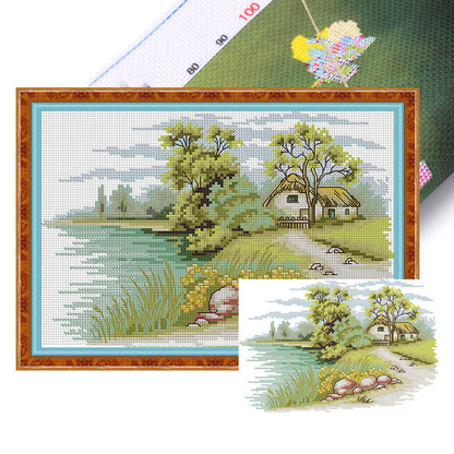 Lakeside 2 - 14CT Stamped Cross Stitch 30*20CM(Joy Sunday)