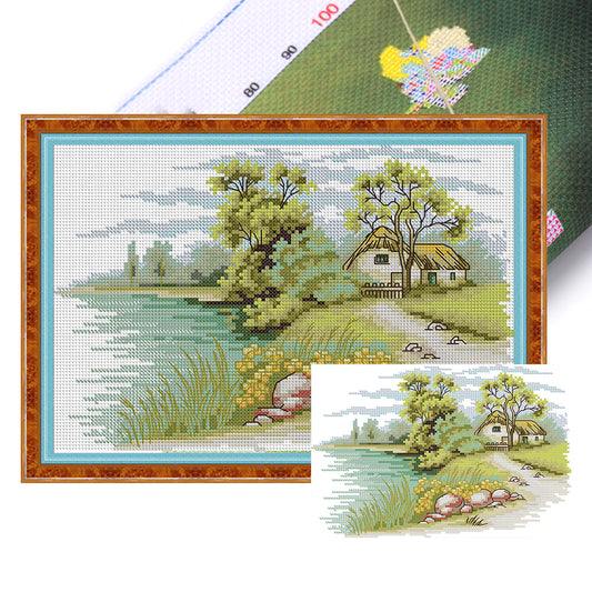 Lakeside 2 - 14CT Stamped Cross Stitch 30*20CM(Joy Sunday)