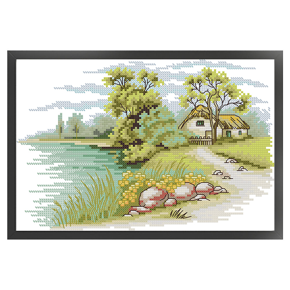 Lakeside 2 - 14CT Stamped Cross Stitch 30*20CM(Joy Sunday)