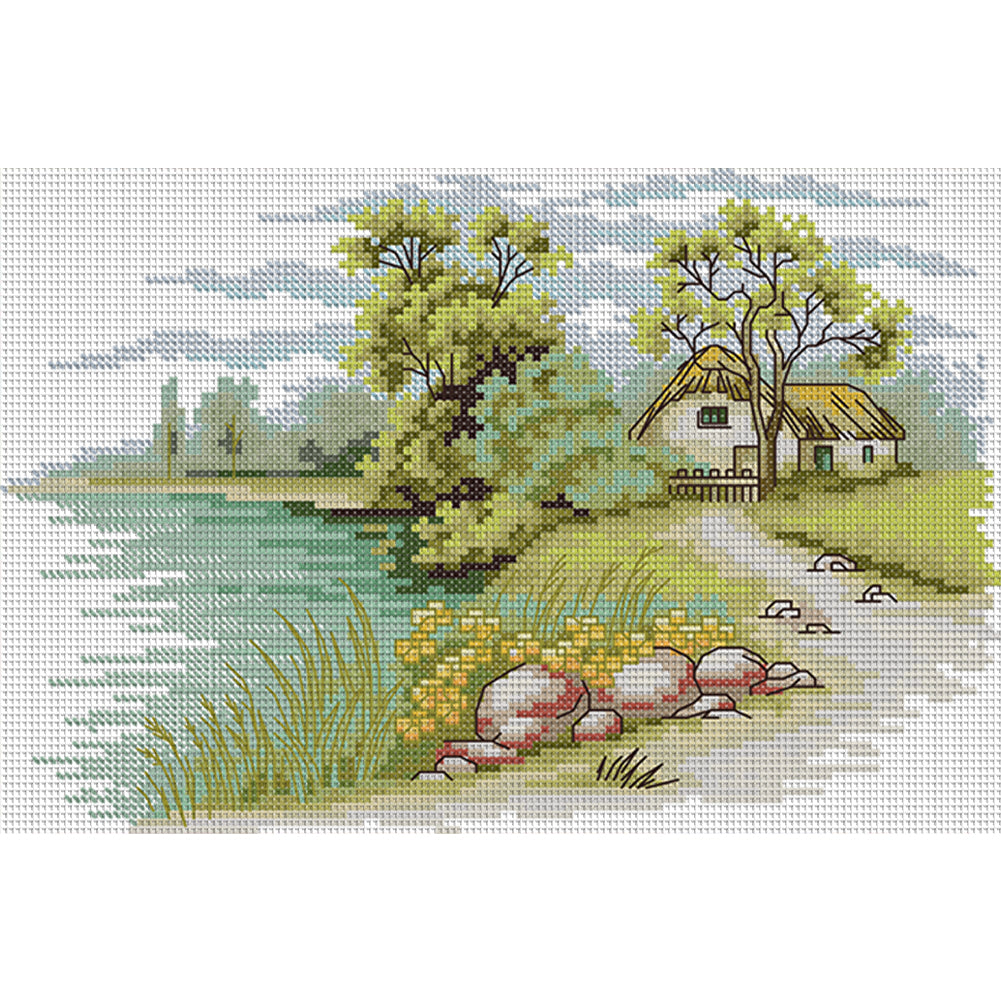 Lakeside 2 - 14CT Stamped Cross Stitch 30*20CM(Joy Sunday)