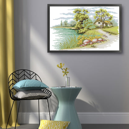 Lakeside 2 - 14CT Stamped Cross Stitch 30*20CM(Joy Sunday)