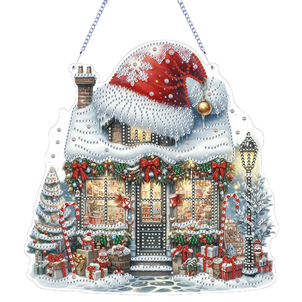 Christmas Shop 2D Flat DIY Diamond Art Pendant Special Shape Door Decoration