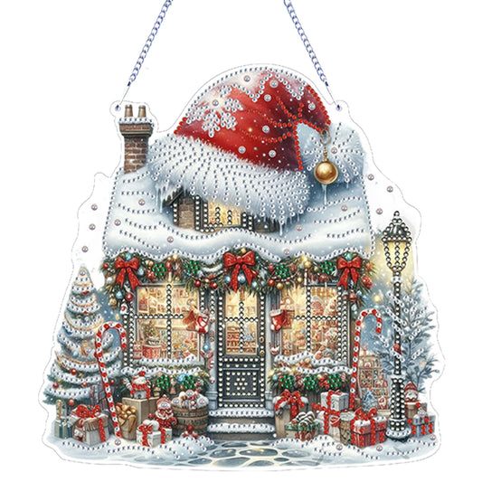 Christmas Shop 2D Flat DIY Diamond Art Pendant Special Shape Door Decoration
