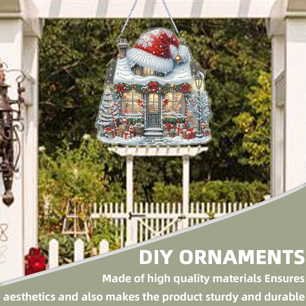 Christmas Shop 2D Flat DIY Diamond Art Pendant Special Shape Door Decoration