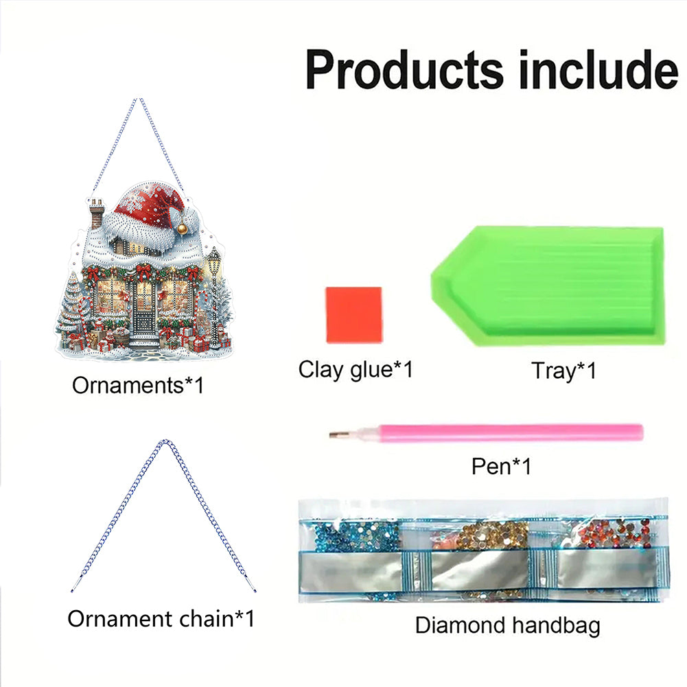 Christmas Shop 2D Flat DIY Diamond Art Pendant Special Shape Door Decoration