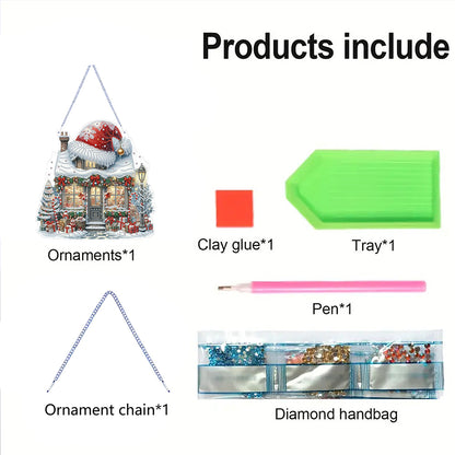 Christmas Shop 2D Flat DIY Diamond Art Pendant Special Shape Door Decoration