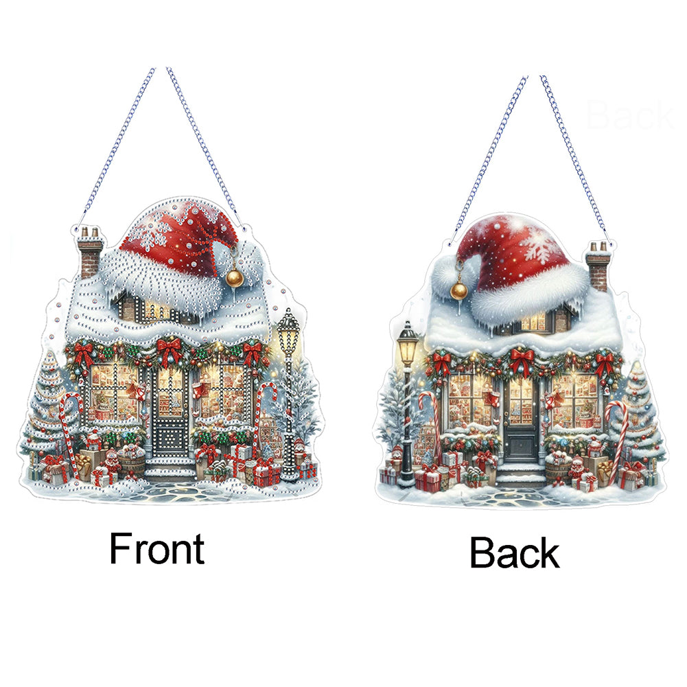 Christmas Shop 2D Flat DIY Diamond Art Pendant Special Shape Door Decoration