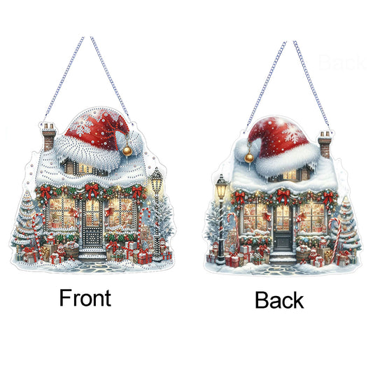 Christmas Shop 2D Flat DIY Diamond Art Pendant Special Shape Door Decoration