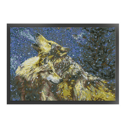 Wolf Howling In The Snow - 14CT Stamped Cross Stitch 56*42CM(Joy Sunday)