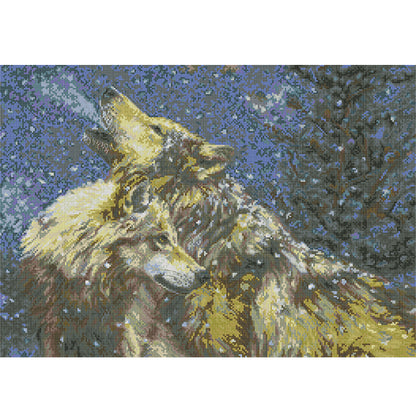 Wolf Howling In The Snow - 14CT Stamped Cross Stitch 56*42CM(Joy Sunday)