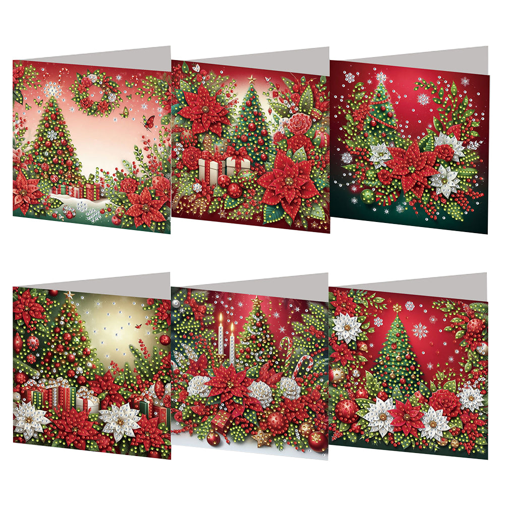 6PCS DIY Diamond Art Greeting Cards Xmas Designs for Festivals and Celebrations