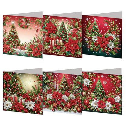 6PCS DIY Diamond Art Greeting Cards Xmas Designs for Festivals and Celebrations