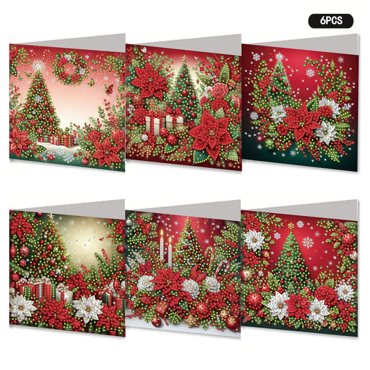 6PCS DIY Diamond Art Greeting Cards Xmas Designs for Festivals and Celebrations