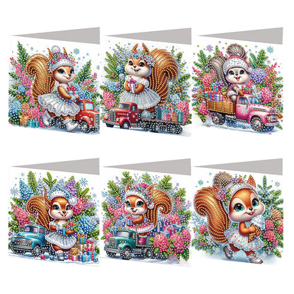 6PCS DIY Diamond Art Greeting Cards Xmas Designs for Festivals and Celebrations