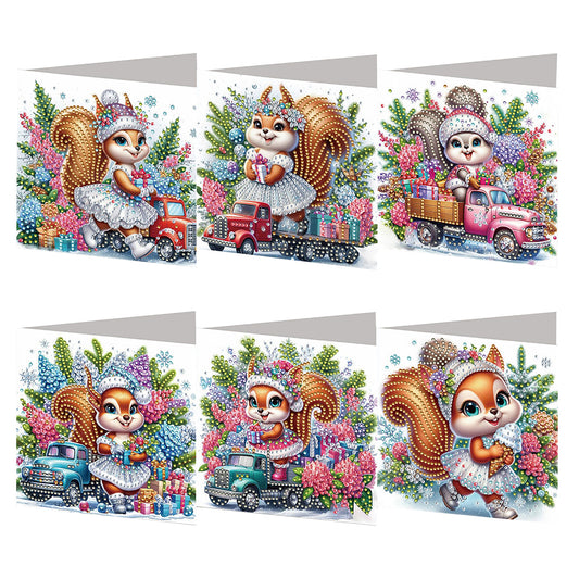 6PCS DIY Diamond Art Greeting Cards Xmas Designs for Festivals and Celebrations