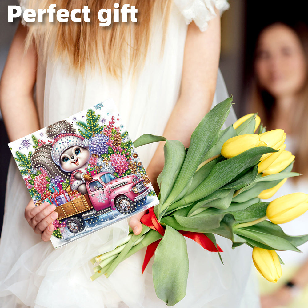 6PCS DIY Diamond Art Greeting Cards Xmas Designs for Festivals and Celebrations