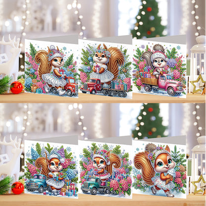 6PCS DIY Diamond Art Greeting Cards Xmas Designs for Festivals and Celebrations