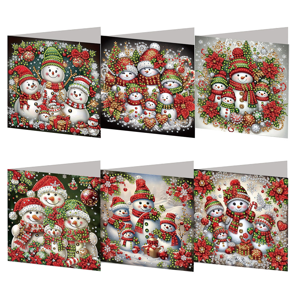6PCS DIY Diamond Art Greeting Cards Xmas Designs for Festivals and Celebrations