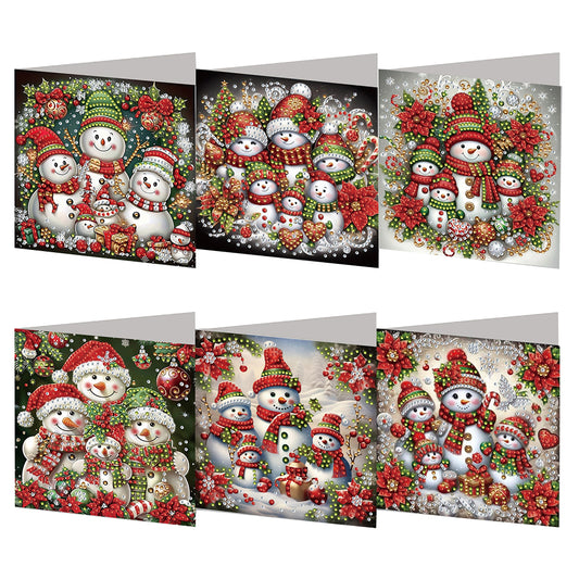 6PCS DIY Diamond Art Greeting Cards Xmas Designs for Festivals and Celebrations