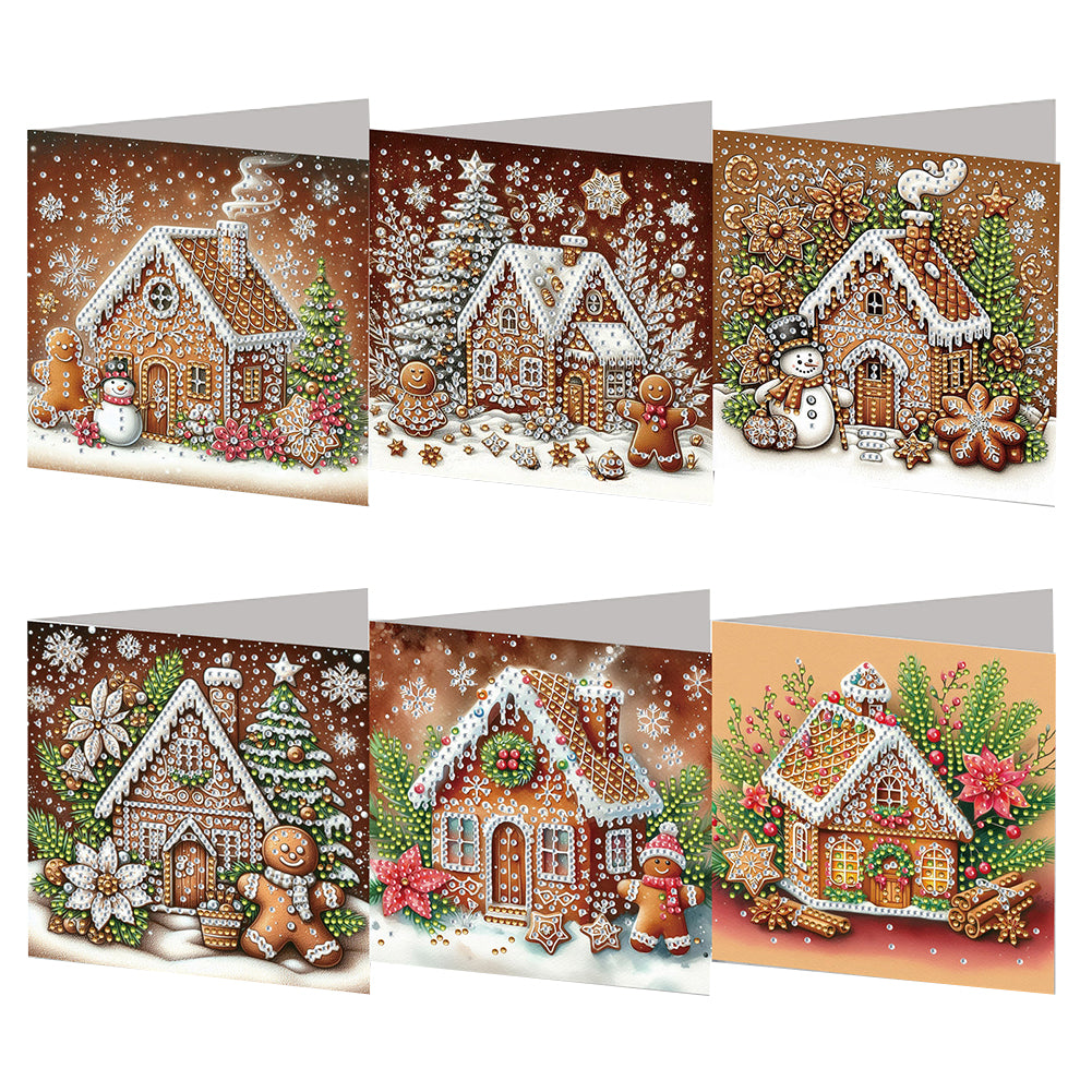 6PCS DIY Diamond Art Greeting Cards Xmas Designs for Festivals and Celebrations